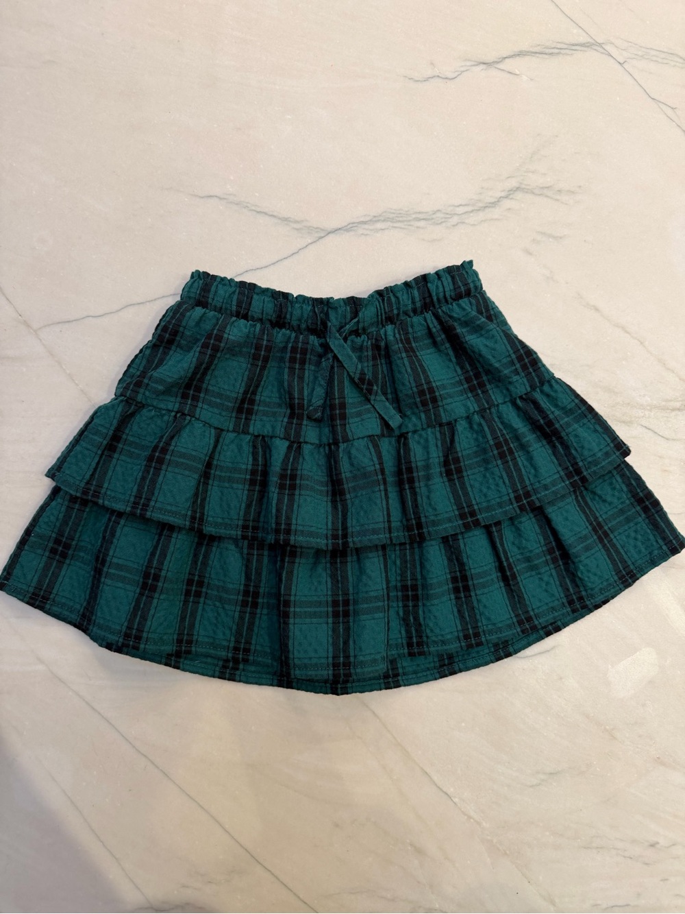 Cat & Jack Tiered Green and Black Plaid Skirt